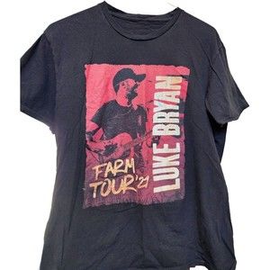 Luke Bryan Farm Tour 2021 Black T-Shirt 2-Sided Country Music Size Large Band